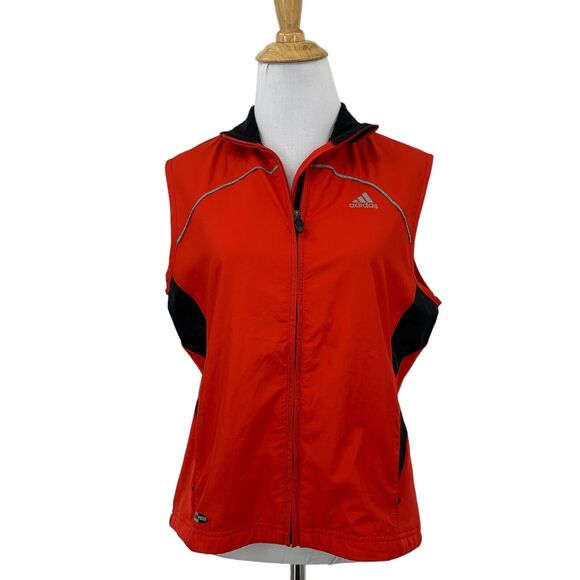 Adidas Vest Womens S Small Red Black Response Full Zip Climaproof Sleeveless - Picture 1 of 15